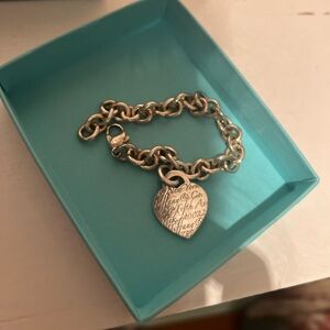 Tiffany & Co Heart Charm Tag Sterling Silver Bracelet